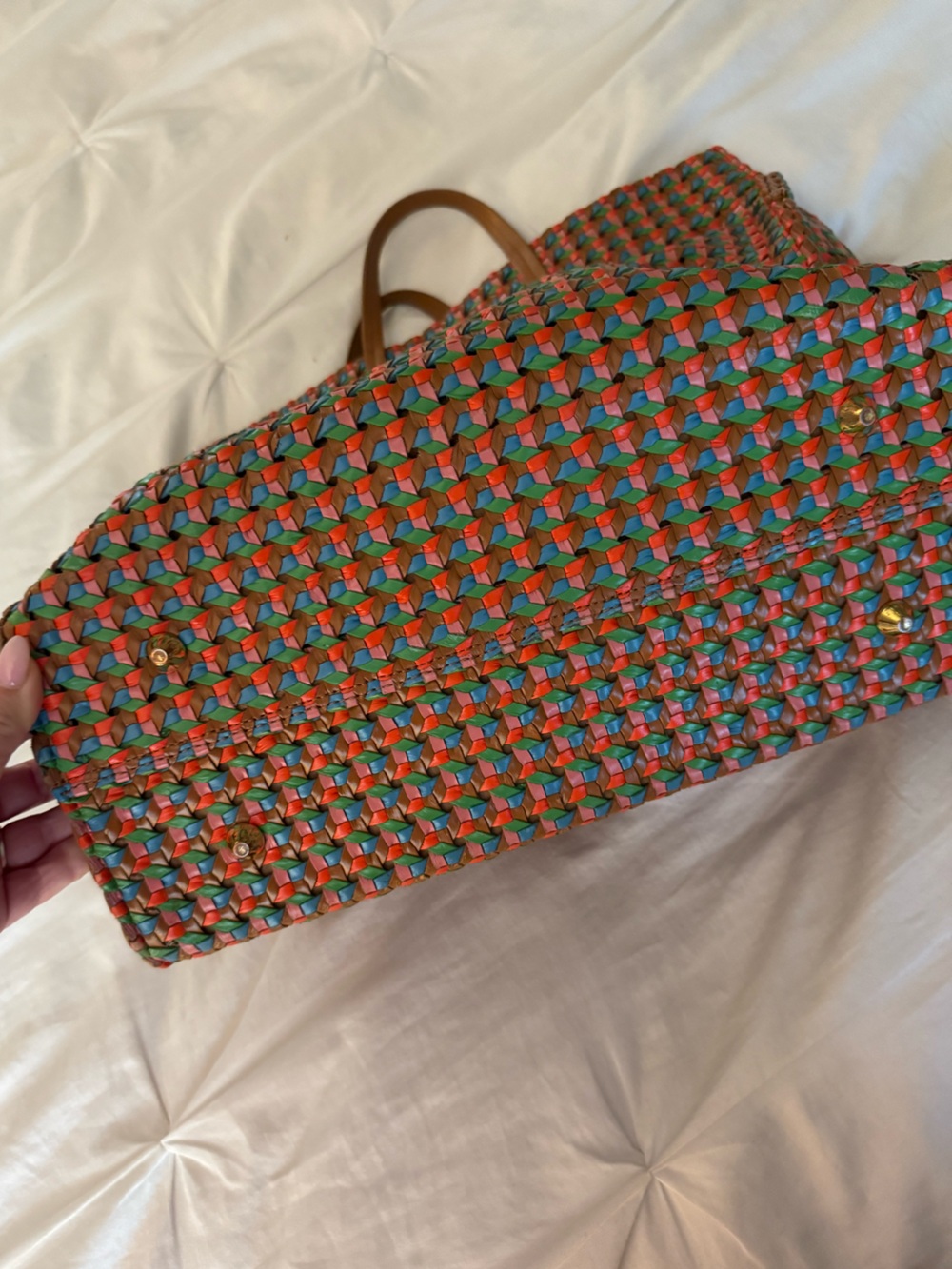 RARE Clare V Simple Tote Natural Multi Rattan - Picture 10 of 11